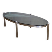 Table basse chrome et verre 1970