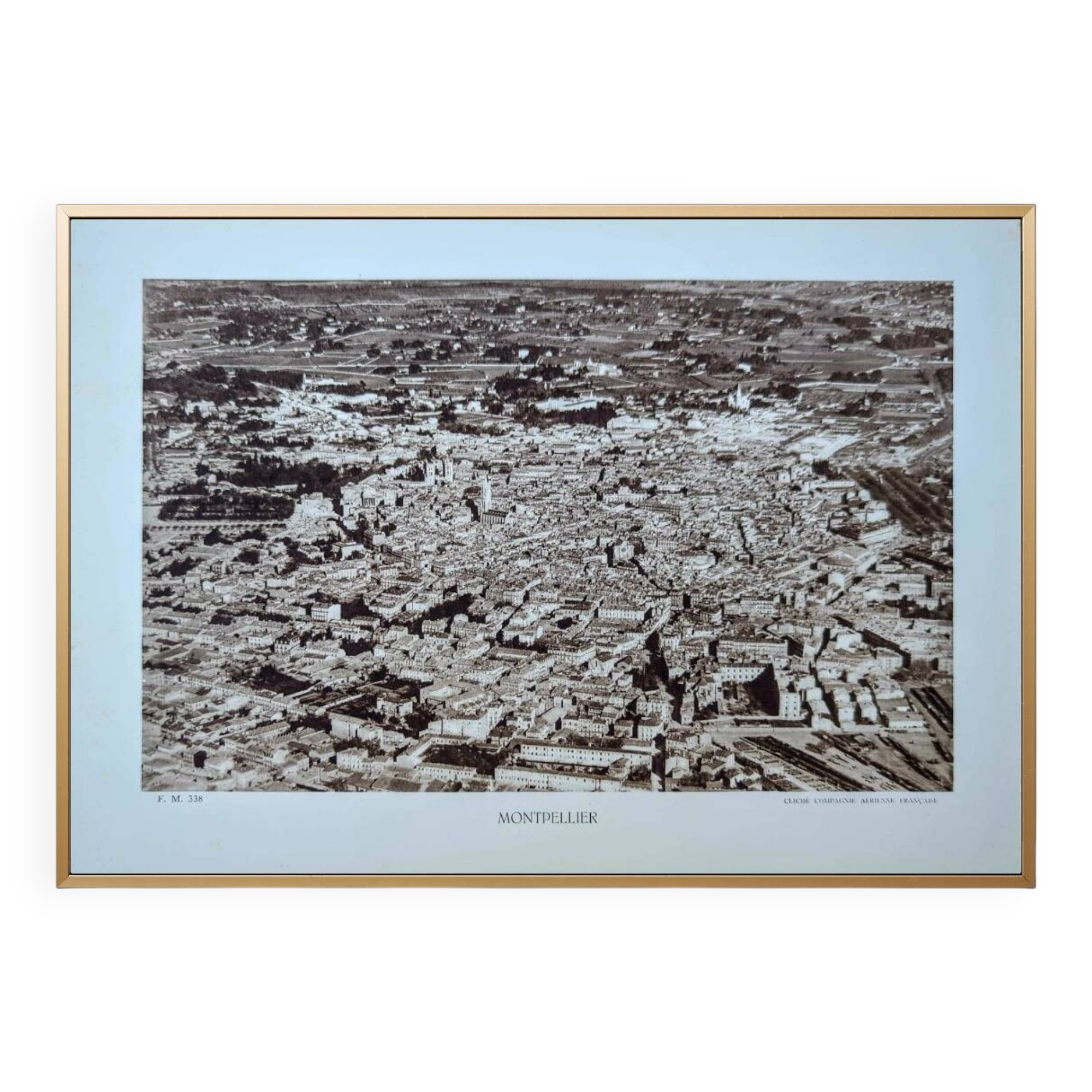 Montpellier, Vintage, photo plate printed in 1935.