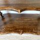 Old shelf in turned wood like reels
