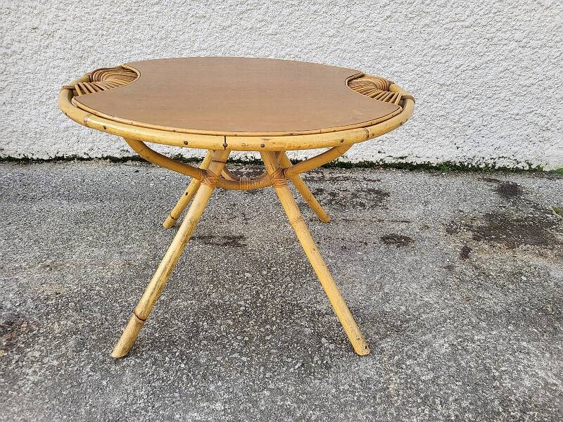 Round rattan coffee table 1960
