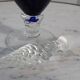 Duo of royal blue and green polished glass decanters 60s-70s