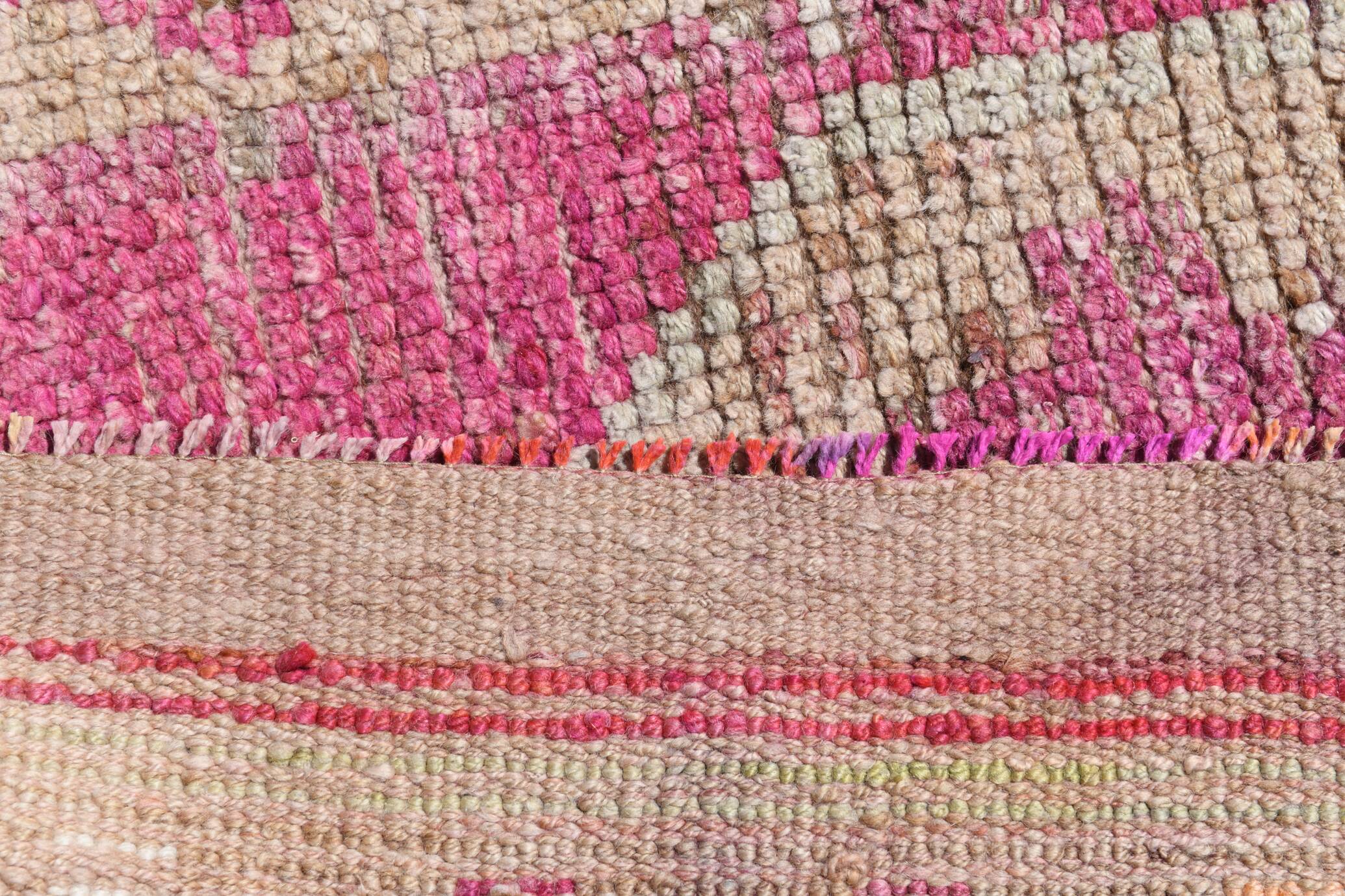 Tapis de Couloir Anatolien Fuchsia, Motifs Géométriques Vintage, 94x324 Cm