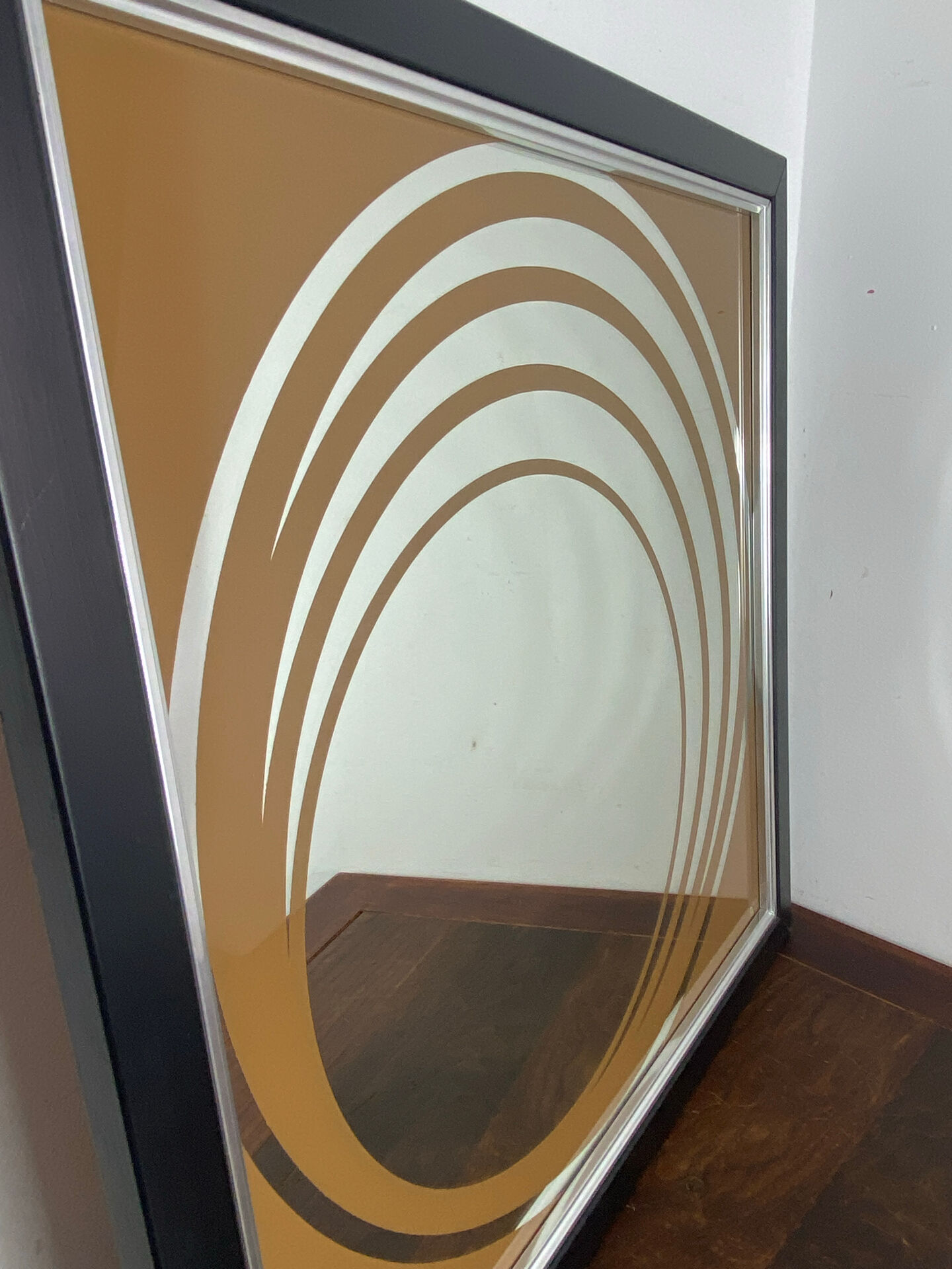 Grand miroir  Op Art, années 70,  Made in England