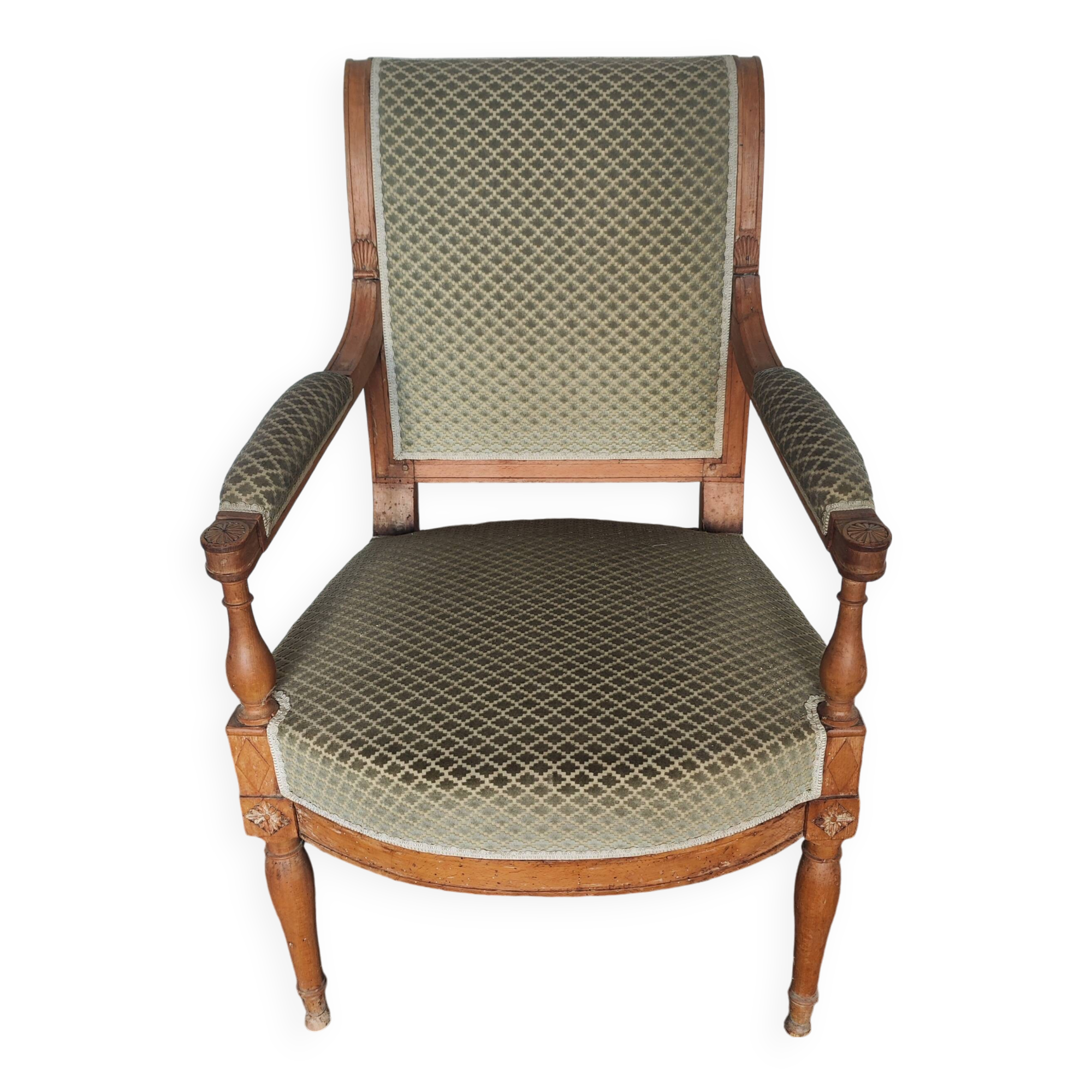 Green velvet directoire style armchair