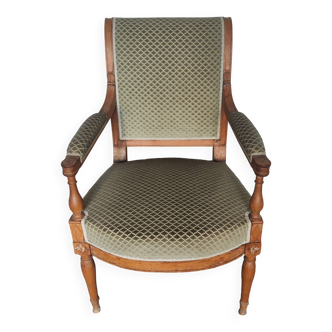 Fauteuil style directoir velour vert