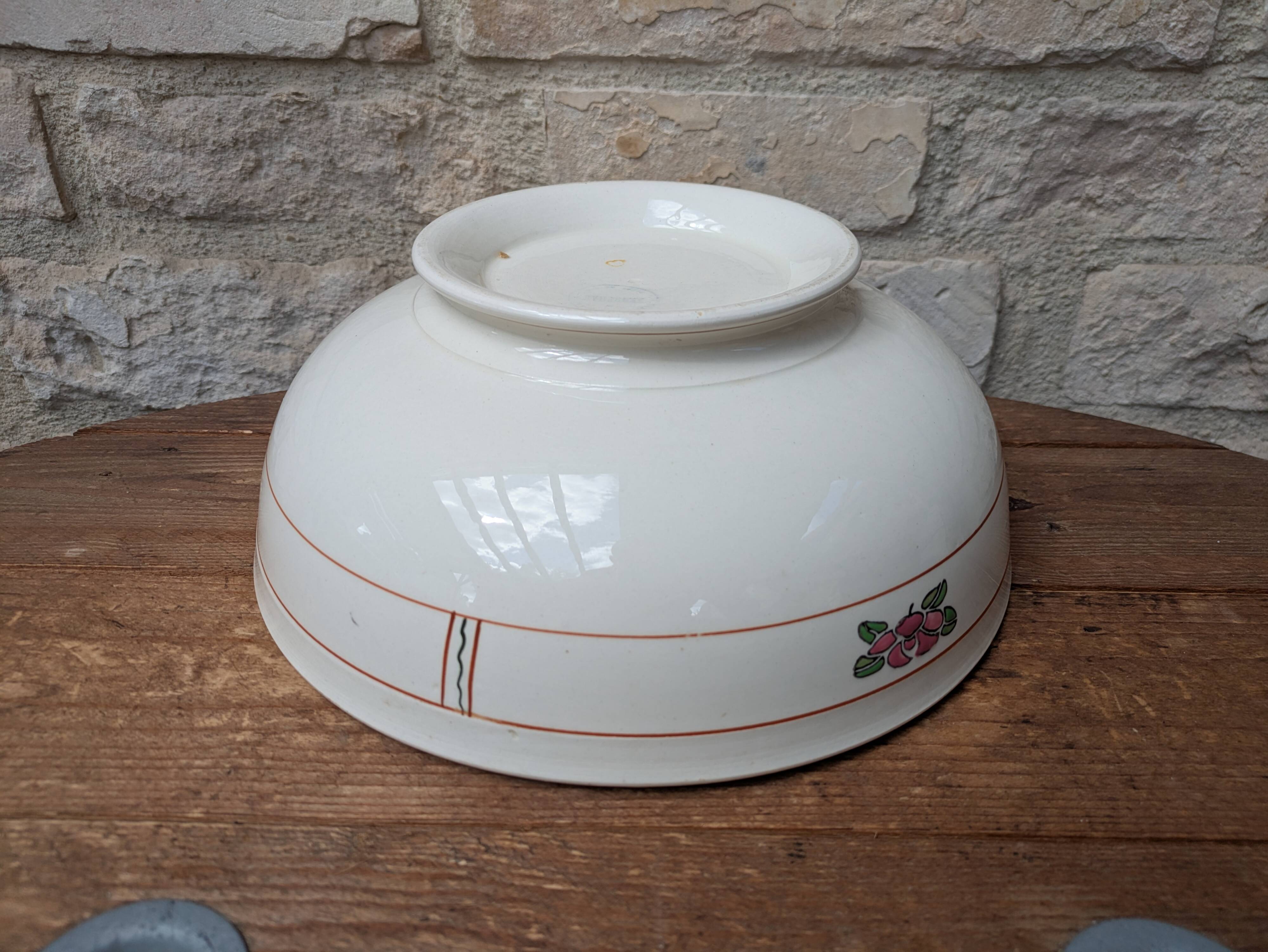 Vintage ironstone salad bowl Salins model Nénuphar 28cm