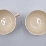 2 luncheon cups off-white earthenware Lunéville décor relief France