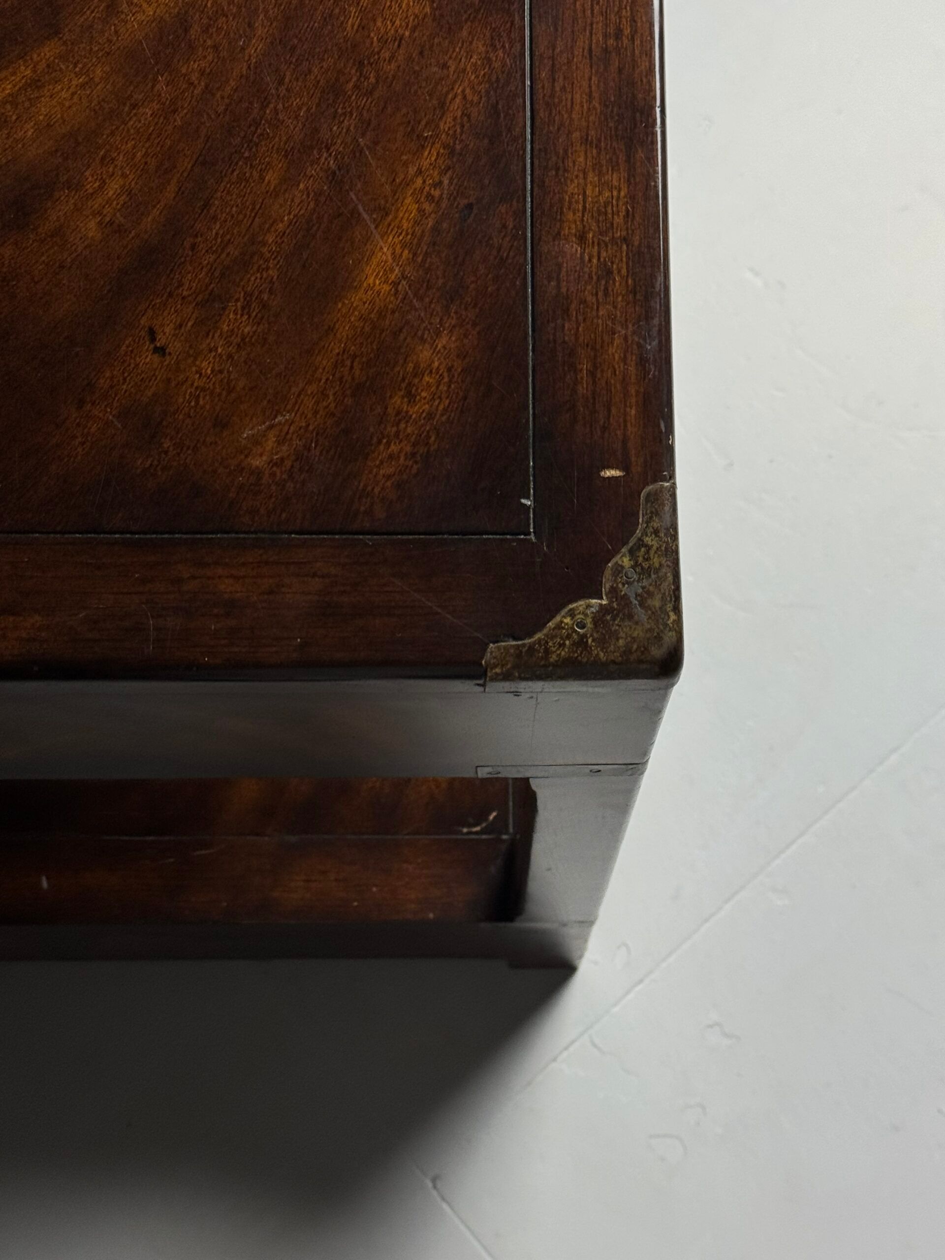 Campaign style mahogany coffee table