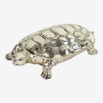 Metal tortoise silver box mini chest jewelery 17cm