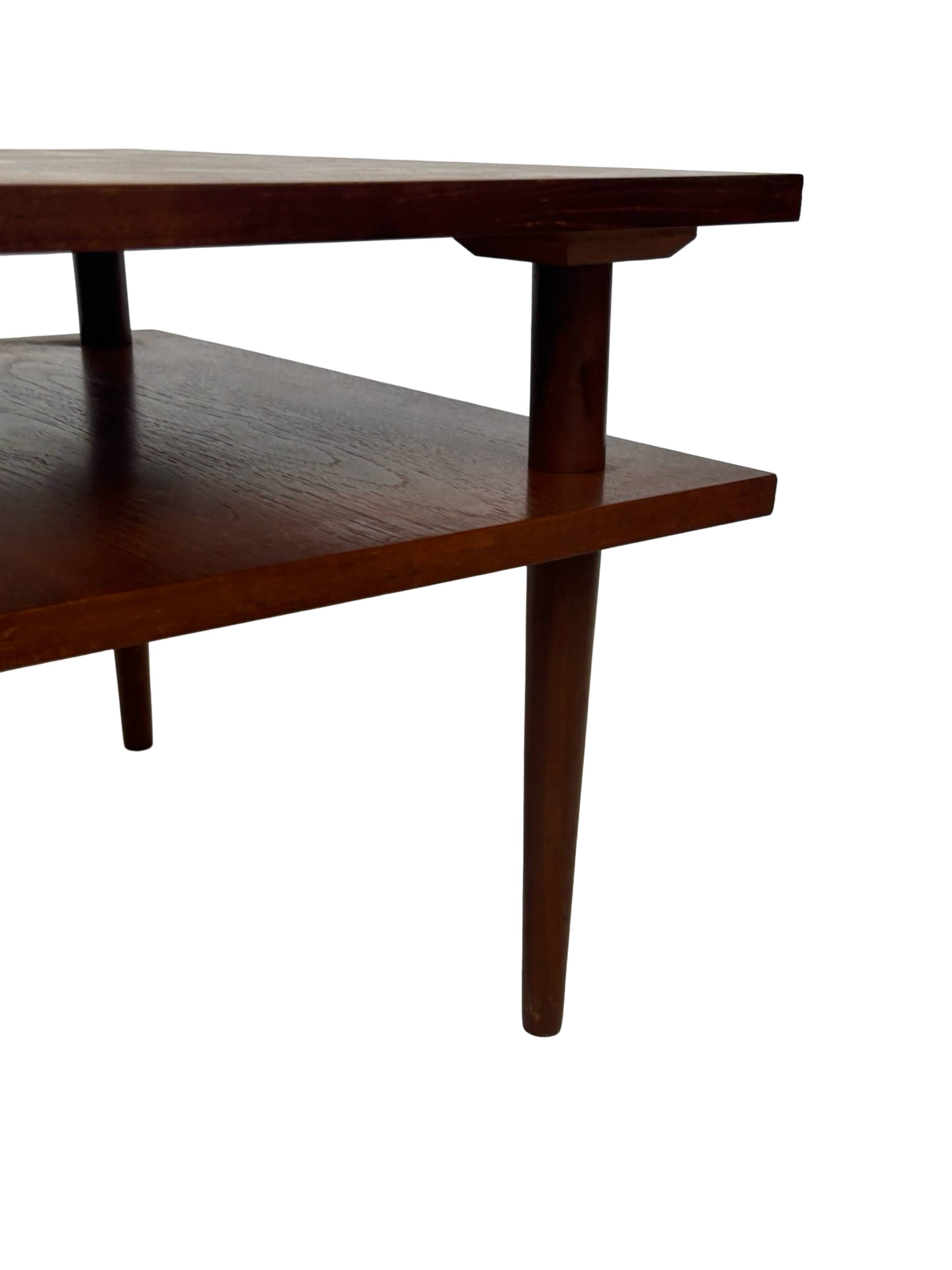 Vintage square coffee table in teak veneer, 1960s design