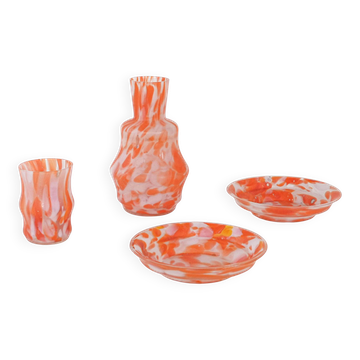 Set of artistic glass items, Italian design, 1970s, production: Italy