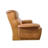 Vintage cognac leather armchair / single seater armchair / armchair