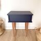 Vintage bedside table, tapered legs - Sèvres blue