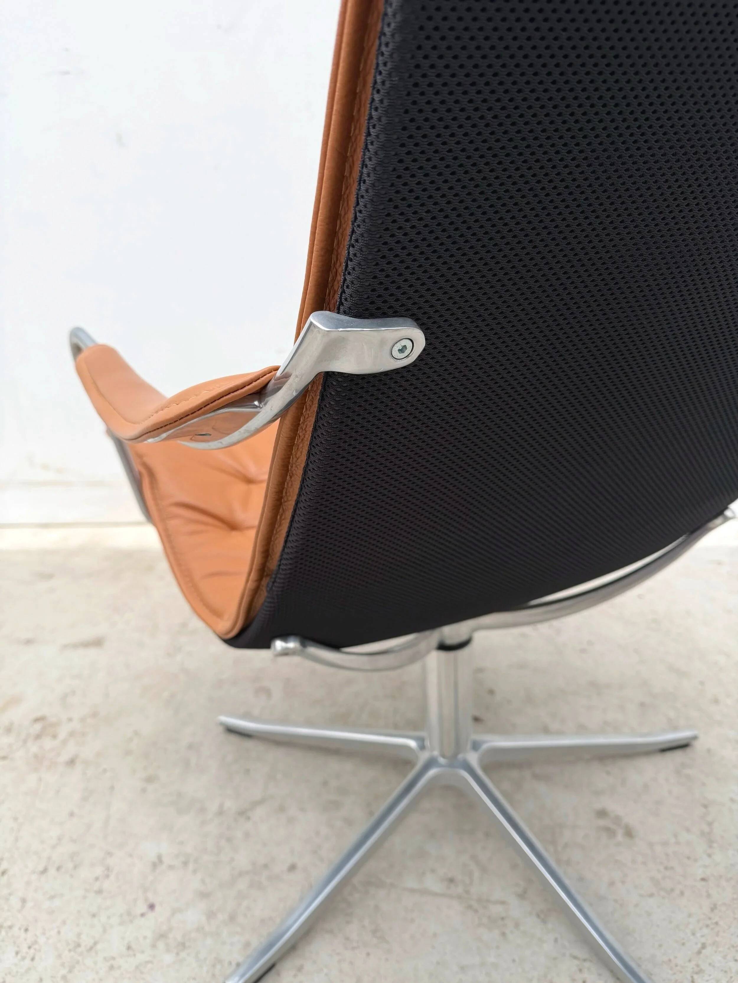 "Bravo" armchair by Jan Ekström for Conform in leather and aluminium, Sweden 2018