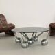 Sputnik Coffee Table in Chromed Metal and Smoked Glass