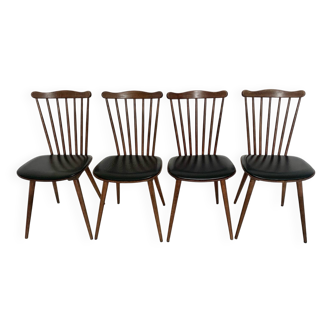 Lot de 4 chaises bistrot vintage Baumann Menuet – hêtre massif
