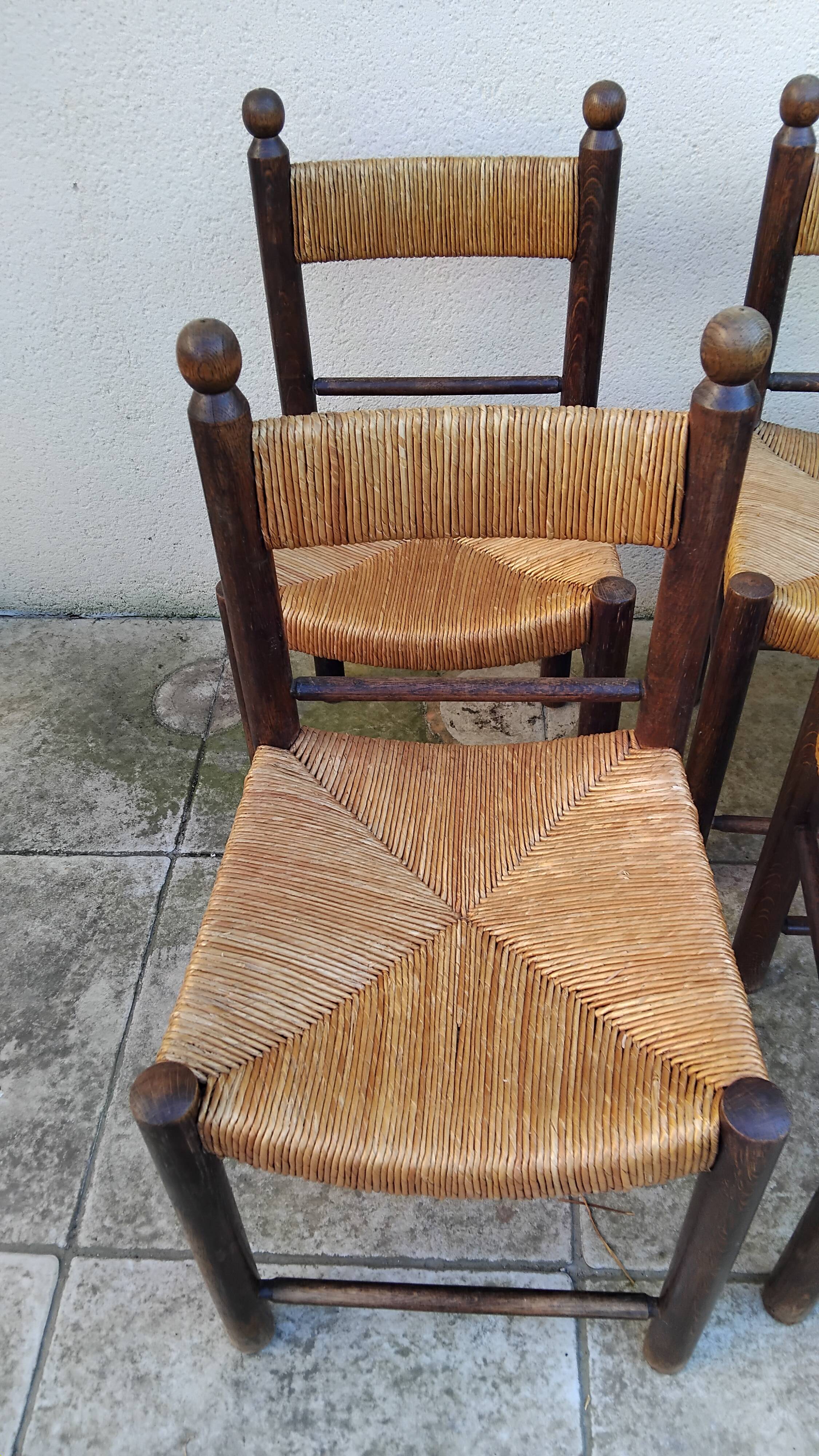 8 vintage straw chairs from the 1950s.
