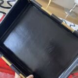 Jacques Adnet Style Desk Tray in Vintage Black Leather