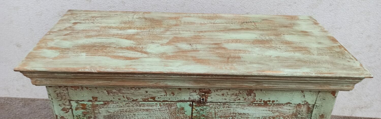 Green patinated glass cabinet