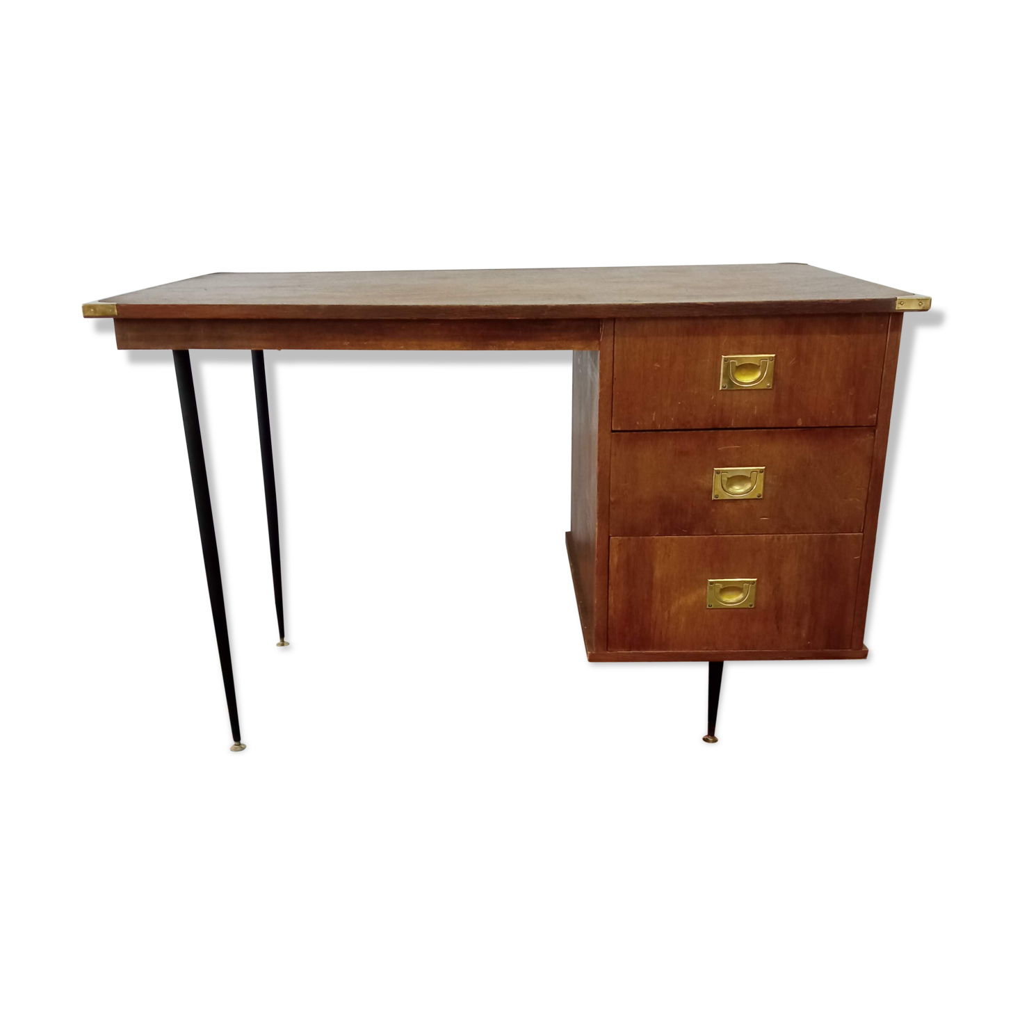 Office feet spindles wood, metal and brass around 1960