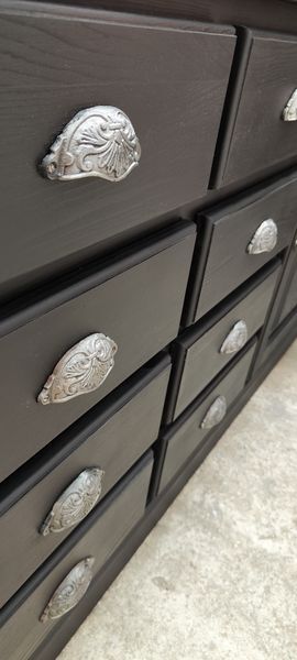 Craft furniture black patina two doors and eight drawers