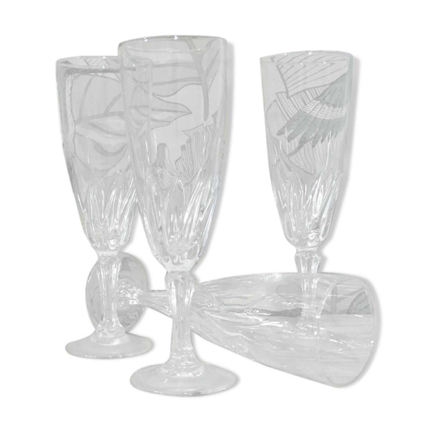 Four vintage champagne flutes 70s Luminarc