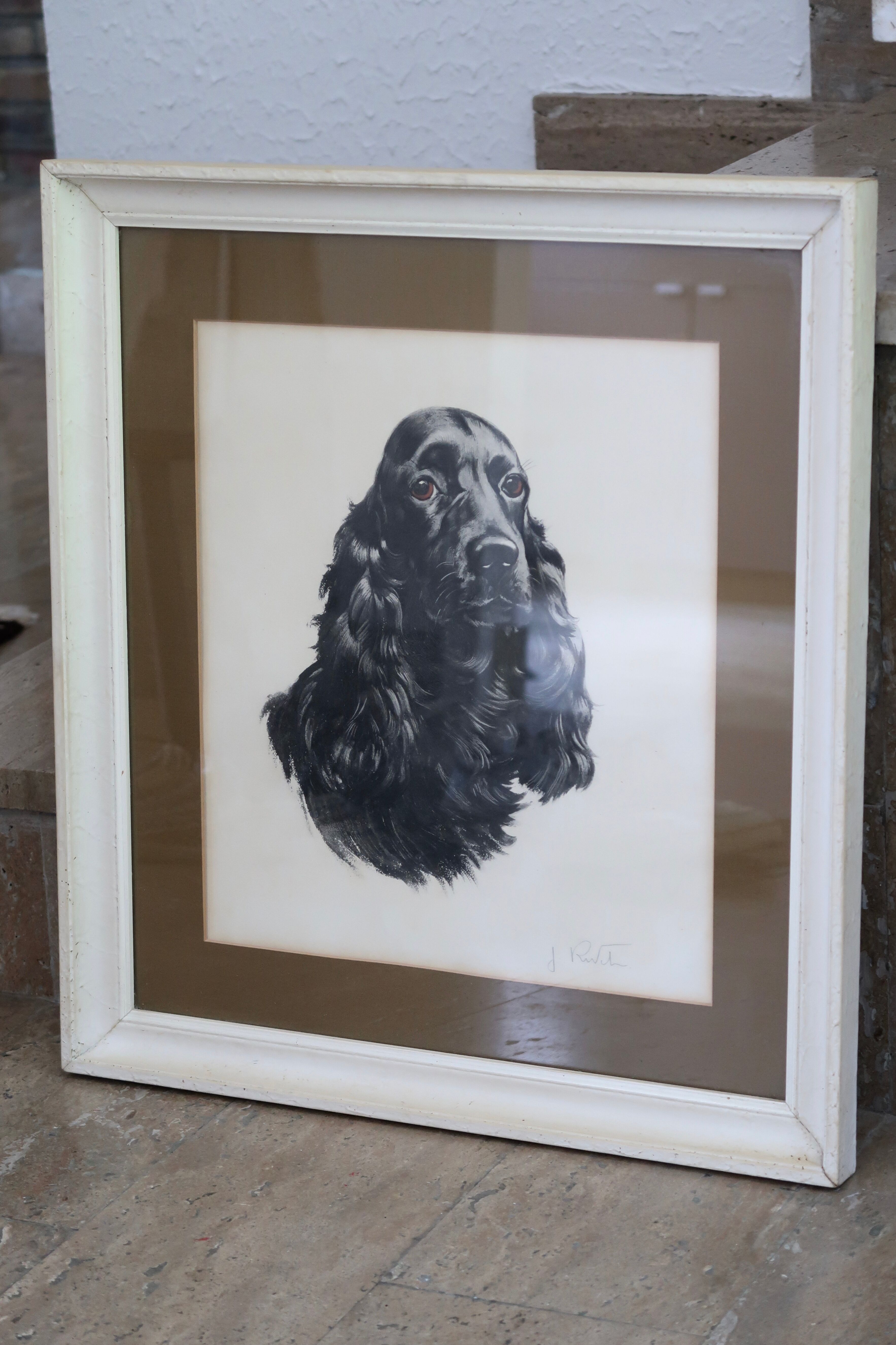 Animal portrait, painting signed by Jean Rivet, 1960s