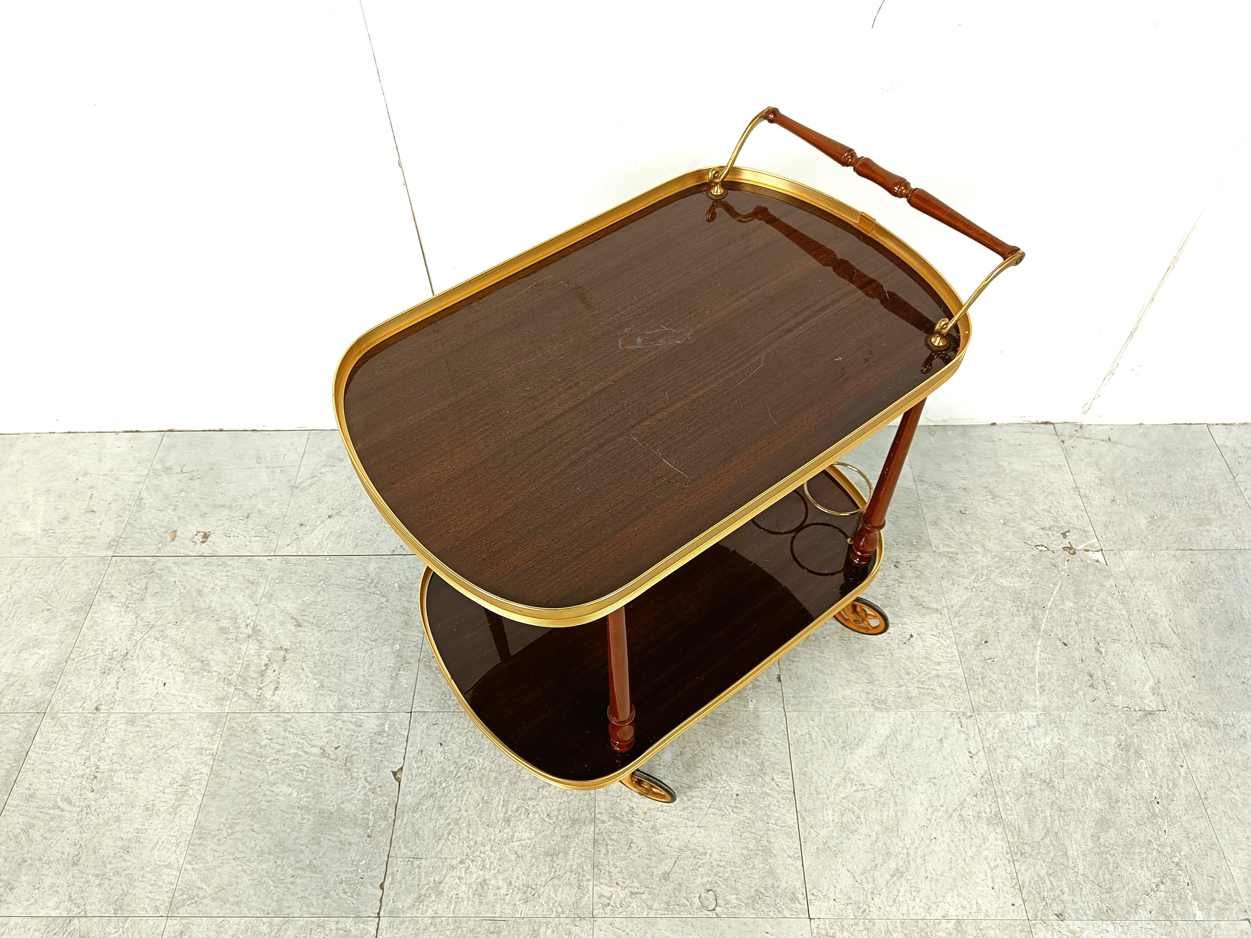 Neoclassical brass drinks trolley, 1960s