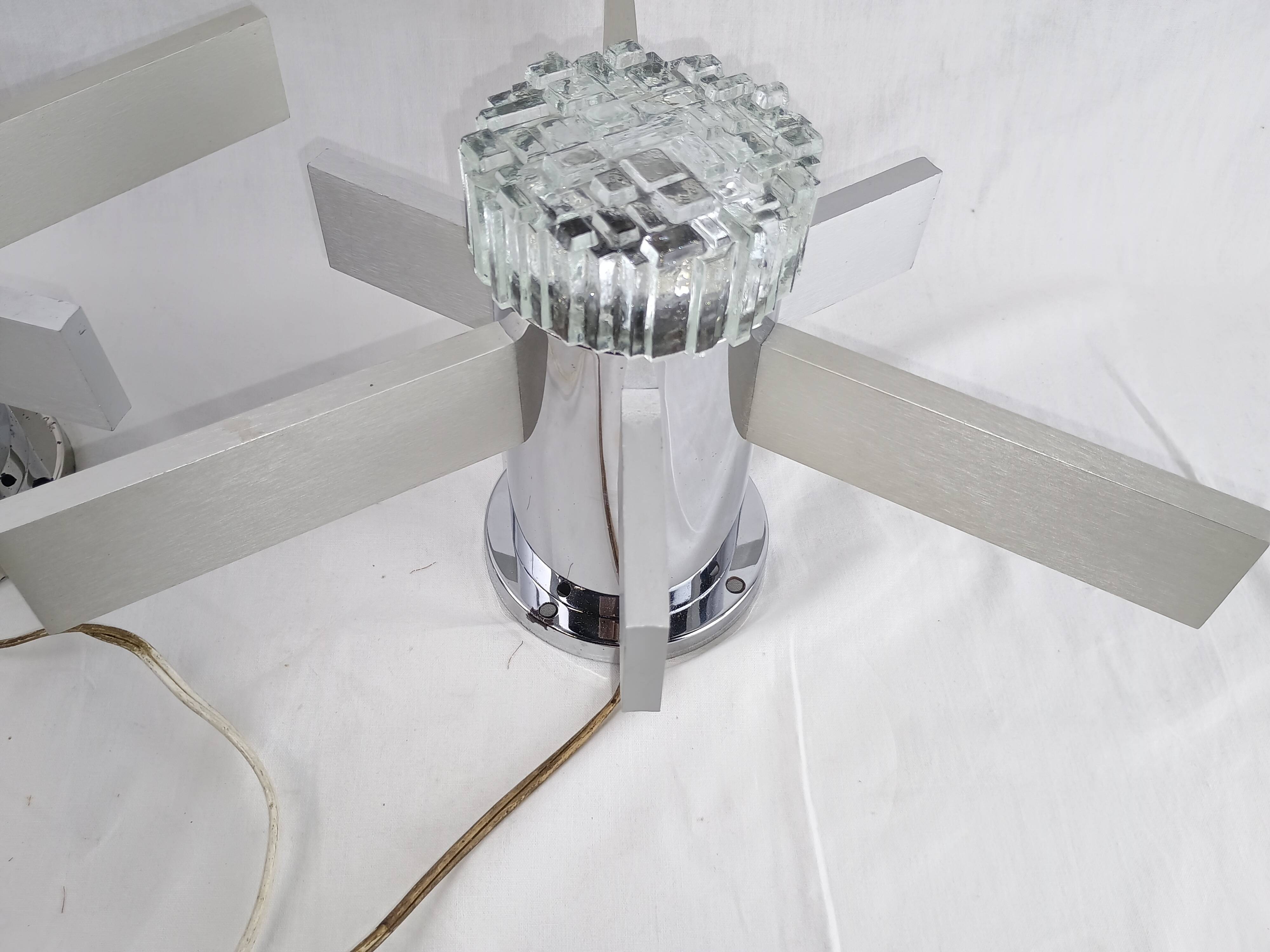 Pair of vintage Italian chrome and glass wall lights, 1960s Sciolari.