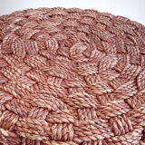 Vintage stool pouf in braided rope