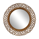 Italian Circle Rattan Bamboo Wall Mirror, 1960s