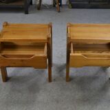 Pair of elm bedside tables for maison regain 1970s