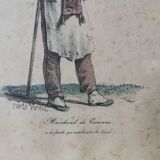 Vintage engraving print frame vernet card