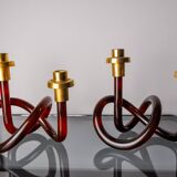 Pair of pretzel candlesticks by Dorothy Thorpe in lucite, 1970