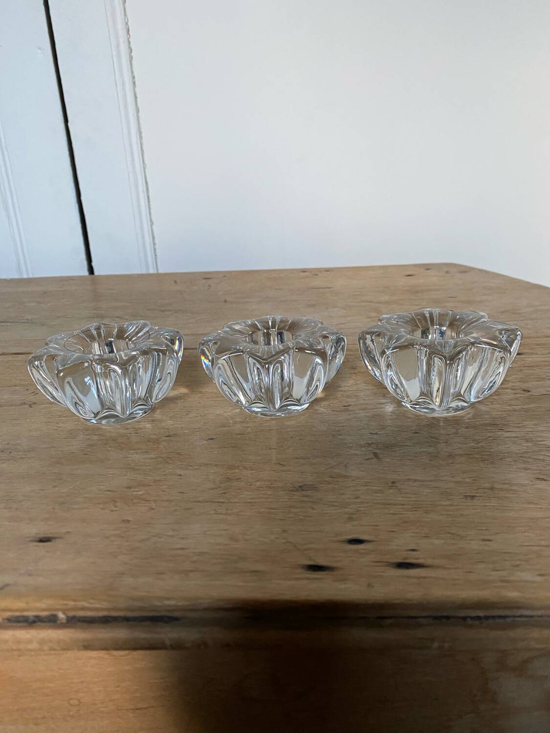 Set of 3 Pierre d'Avesn style glass candle holders