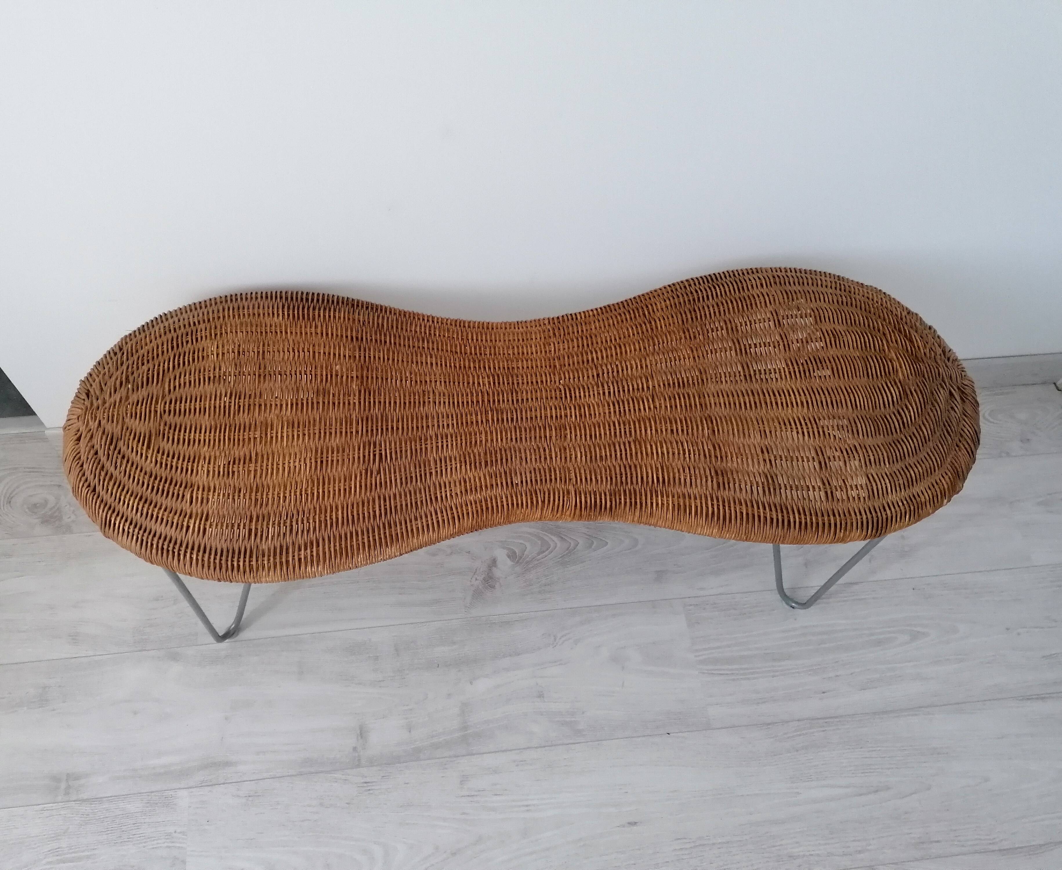 Vintage IKEA Peanut Wicker Bench