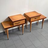 Pair of vintage 1960s asymmetrical bedside tables