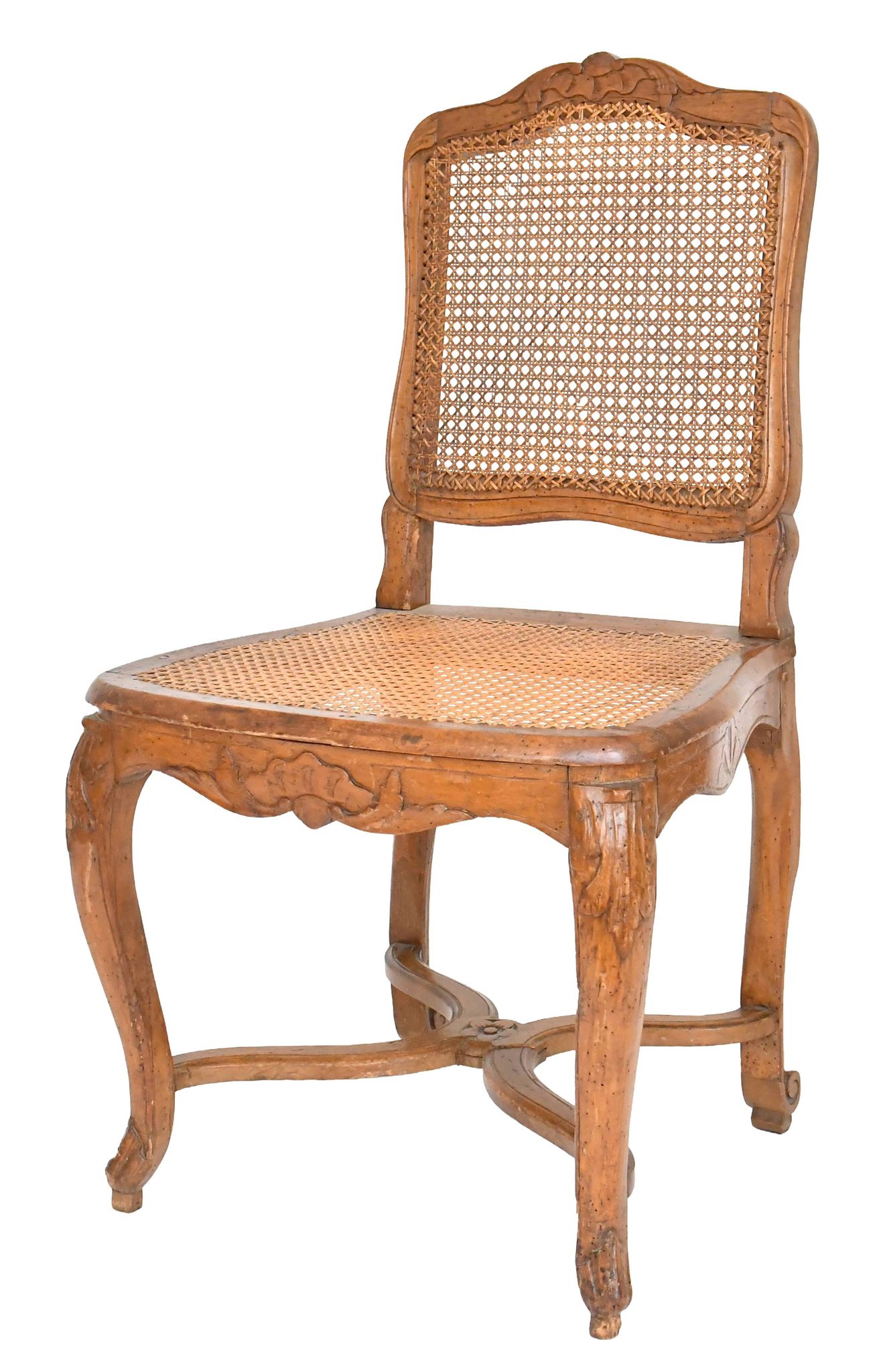 4 caned chairs from the Louis XV period stamped by Charles Delenoncourt.
