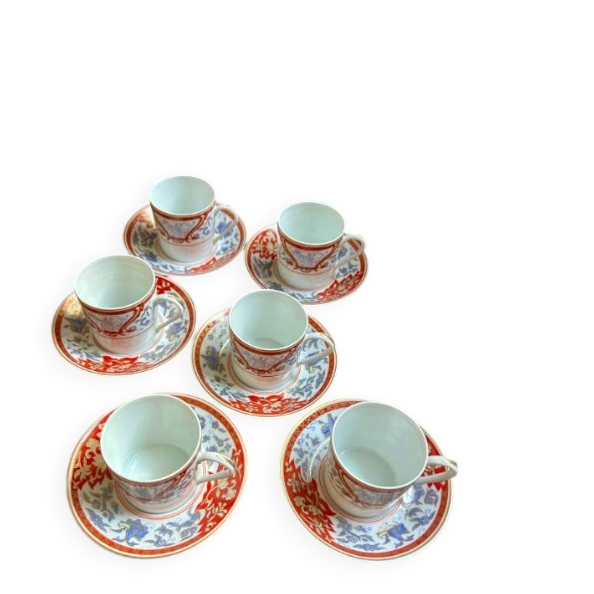 Set of 6 coffee cups with saucers - Haviland - Imari red