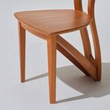 Set of 4 solid elm chairs, Maison Seltz, 1980s