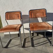 Pair of Bauhaus style dining chairs with infinity frame