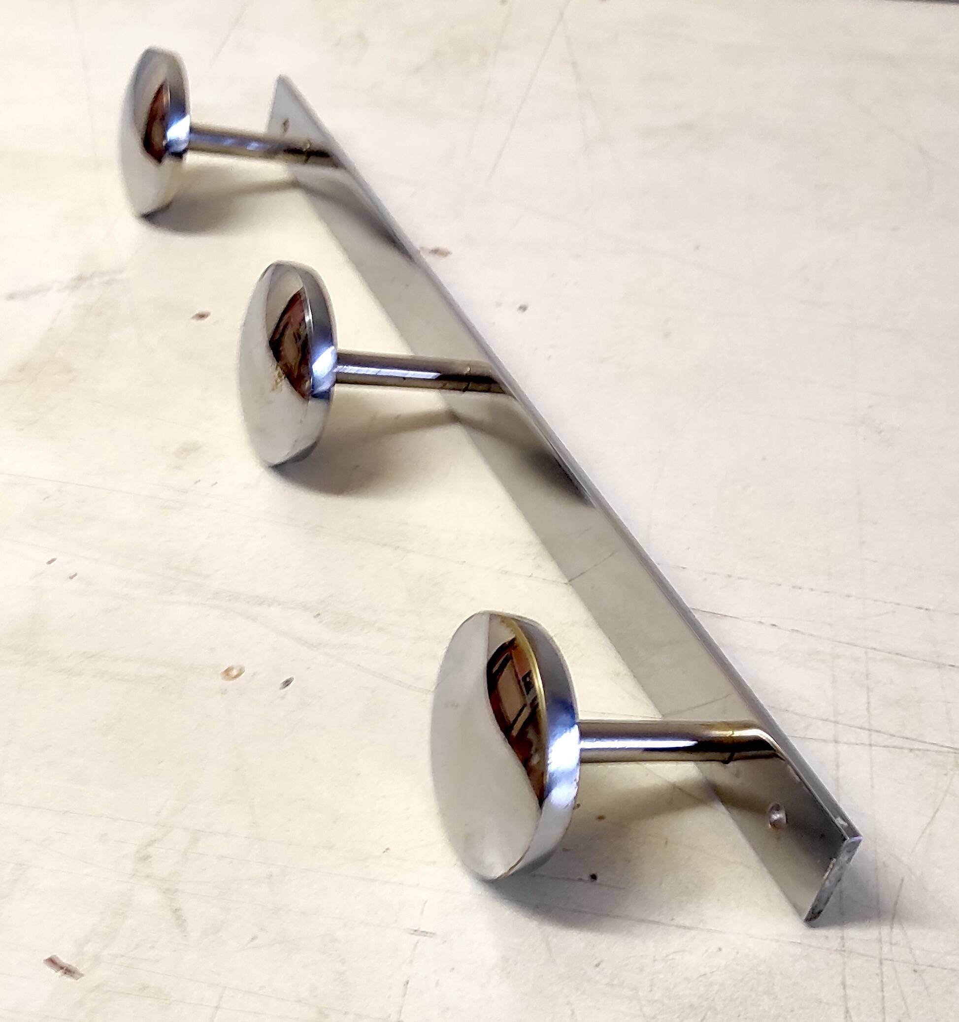 Chrome metal wall coat rack - mid 20th century