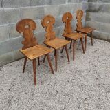 Set of 4 mountain chairs or blond wood chalet chairs