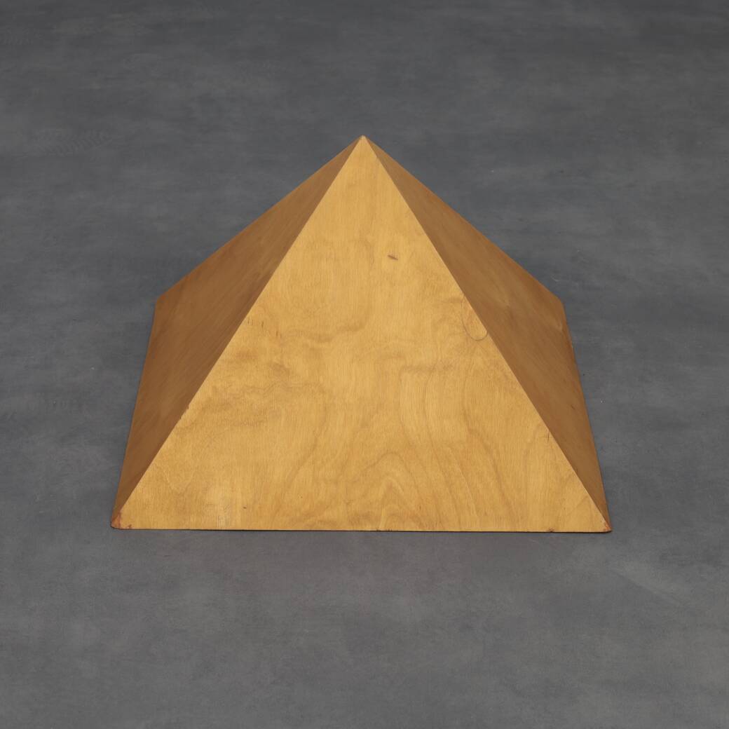 Plywood Pyramid Wall Sculpture – Geometric Hanging Art, Europe, 1970s