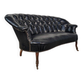 Napoleon III curved canapé in black moleskin