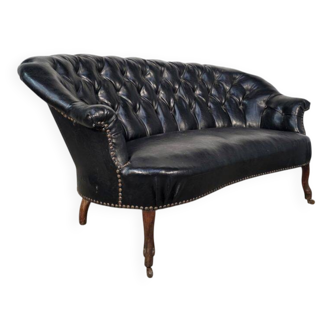 Napoleon III curved canapé in black moleskin