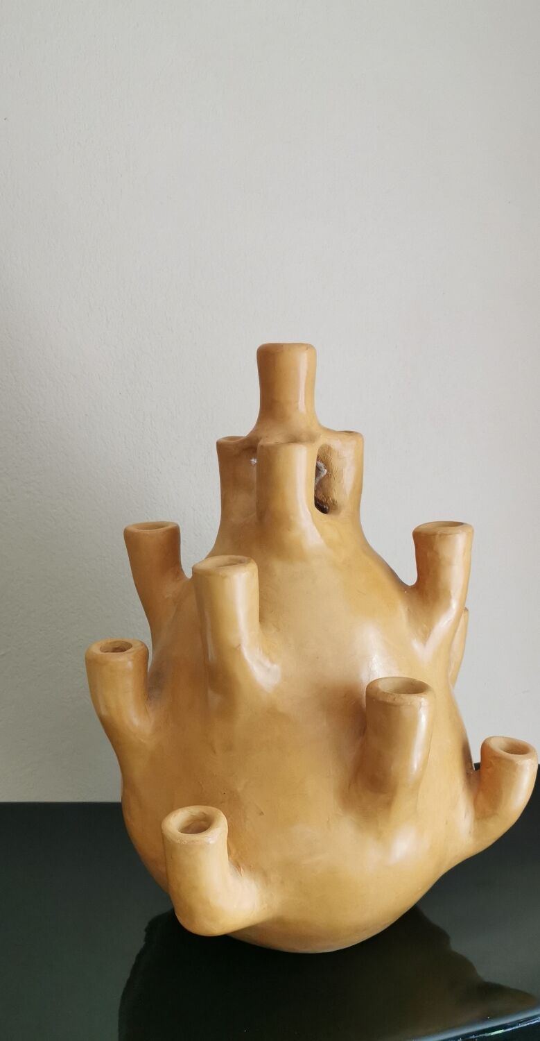 Tamgroute terracotta candlestick vase