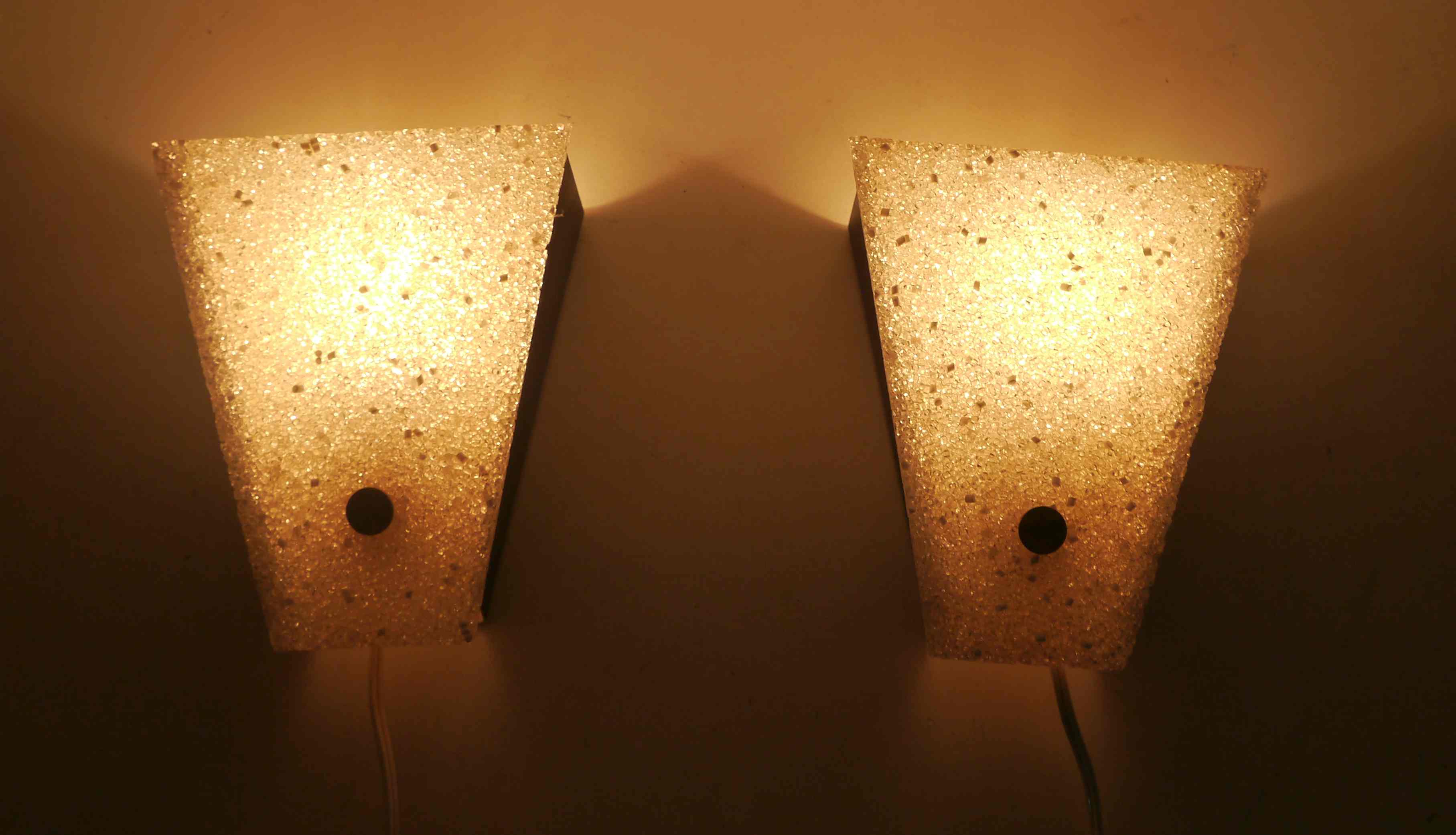 Pair of vintage perspex wall lamps