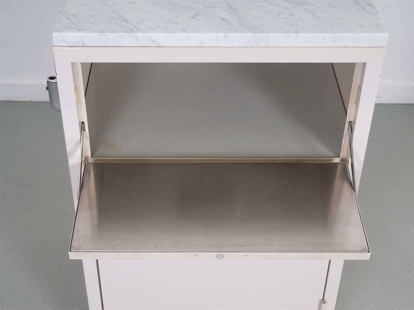 Set industrial cabinets with marble top.