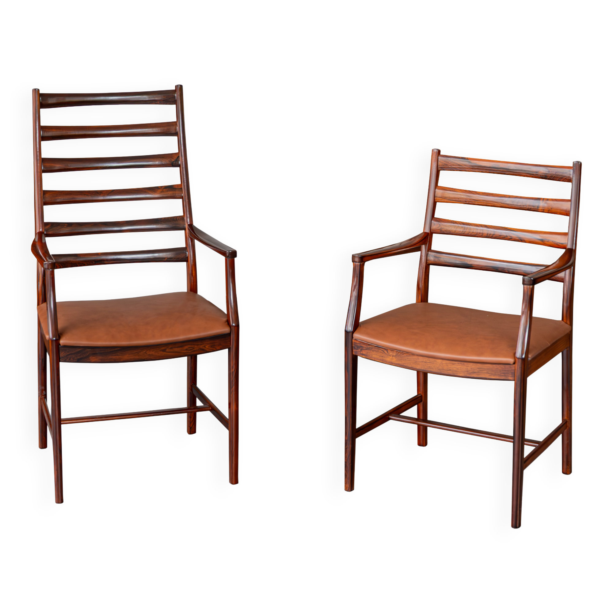 Paire de fauteuils danois en palissandre et cuir